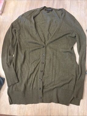 Banana Republic Olive Button-Up V-Neck Cardigan